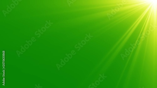Bright Sunburst Light Rays on Green Background, Cinematic Lens Flare Shine Overlay, Glowing Optical Flash Effect, Blinking Star Lights Motion Graphics Loop Animation 4K