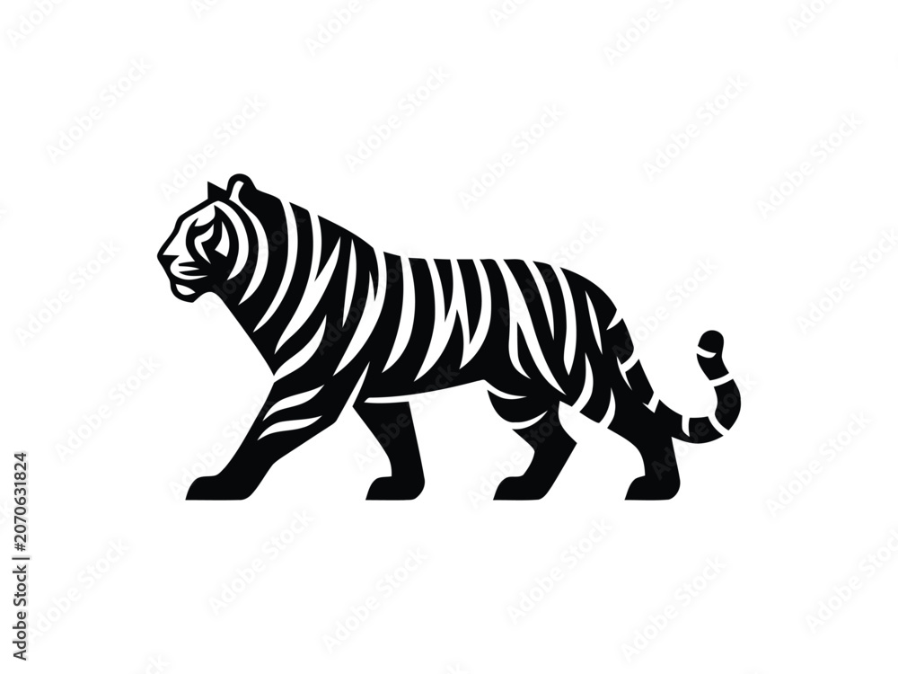 Obraz premium Bold tiger silhouette emblem for wildlife brands animal