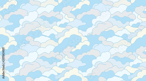 Photography Seamless cloud pattern vector illustration featuring soft sky inspired clouds in