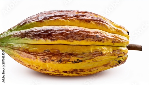 Ripe Yellow Cacao Pod Isolated On Transparent Background With Natural Texture And Tropical Fruit Detail