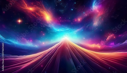 Abstract Cosmic Background With Nebula And Stars