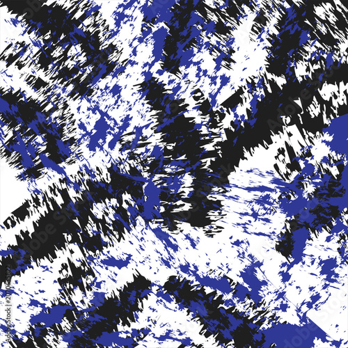 Vibrant abstract art with blue, black, and white brush strokes