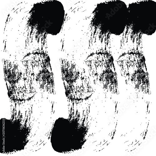 A black and white illustration of three jshaped objects with dark tops and bottoms