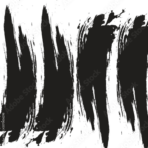 Black brush strokes on a with abstract design