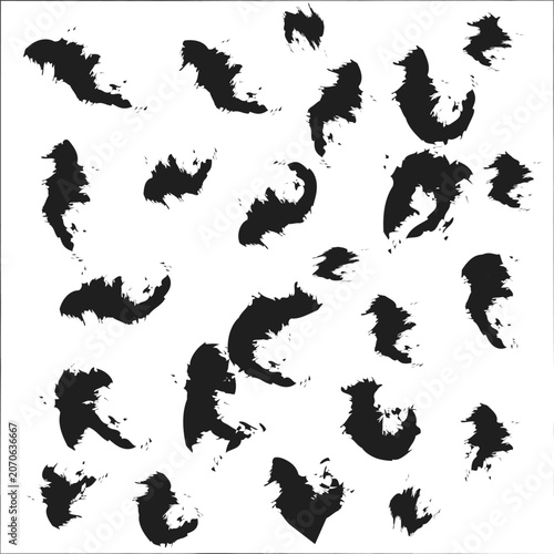 Black brush stroke shapes for creative design