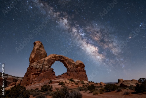 rock arch under starry sky