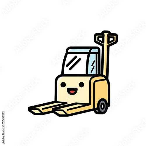 Cute cartoon delivery truck with happy face.