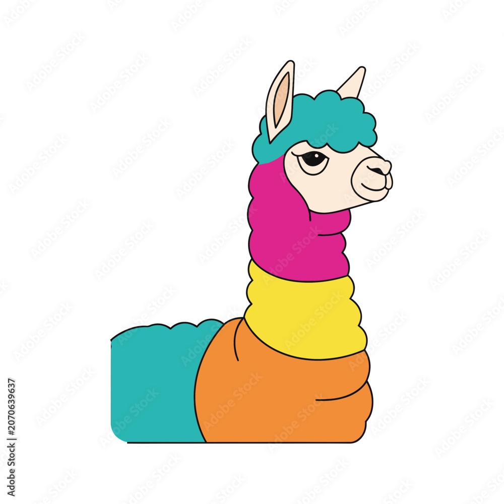 Fototapeta premium Cute Colorful Alpaca Vector Icon