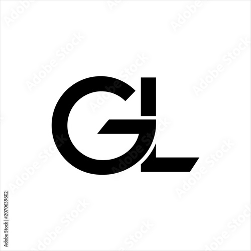 A bold and modern black letter G and L  with a dynamic swoosh element, perfect for logos, branding, or simple icon designs.