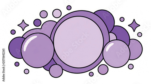 Purple Bubbles and Sparkles Illustration.