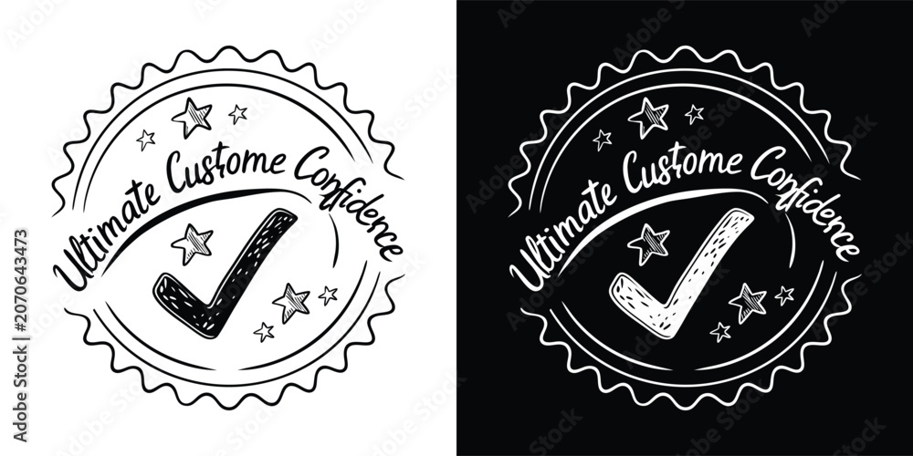 Fototapeta premium Hand drawn stamp icon featuring ultimate customer confidence text design
