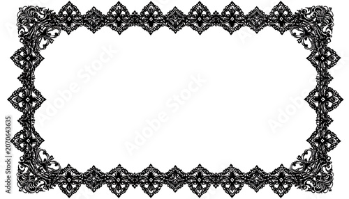 decorative ornamental frame with a geometric pattern and textured fill, isolated on white
