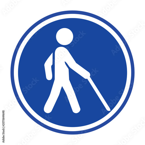 Blind Pedestrian with White Cane Accessibility Symbol