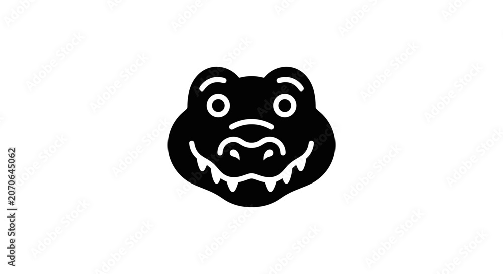Obraz premium Stylized Black Crocodile Head Icon on White Background.