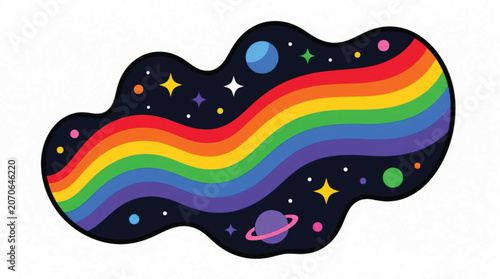 Rainbow in a black space.