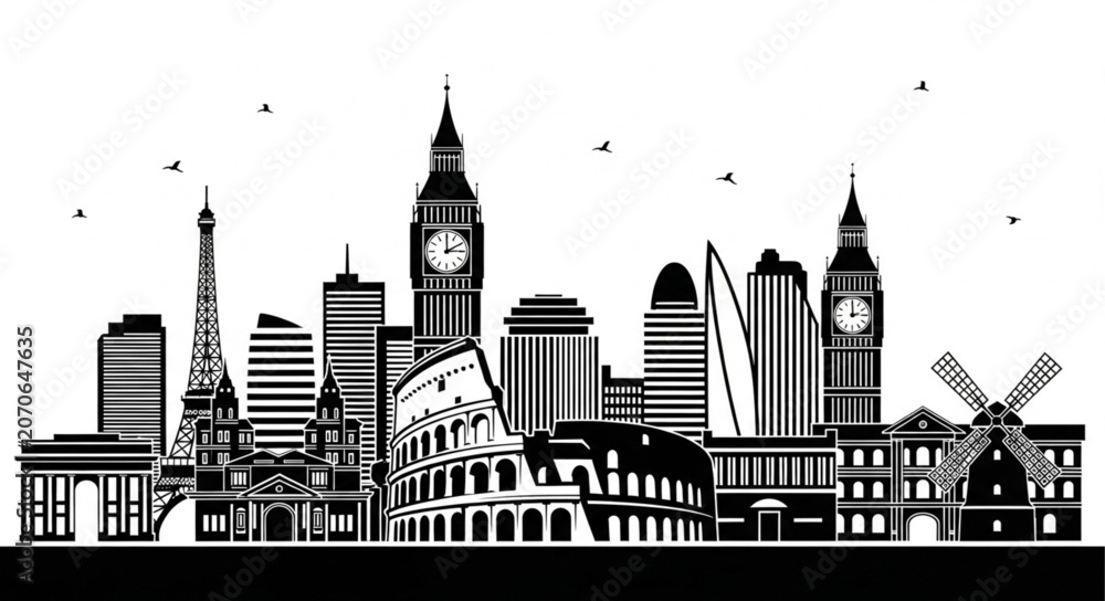 Obraz premium london skyline silhouette vector