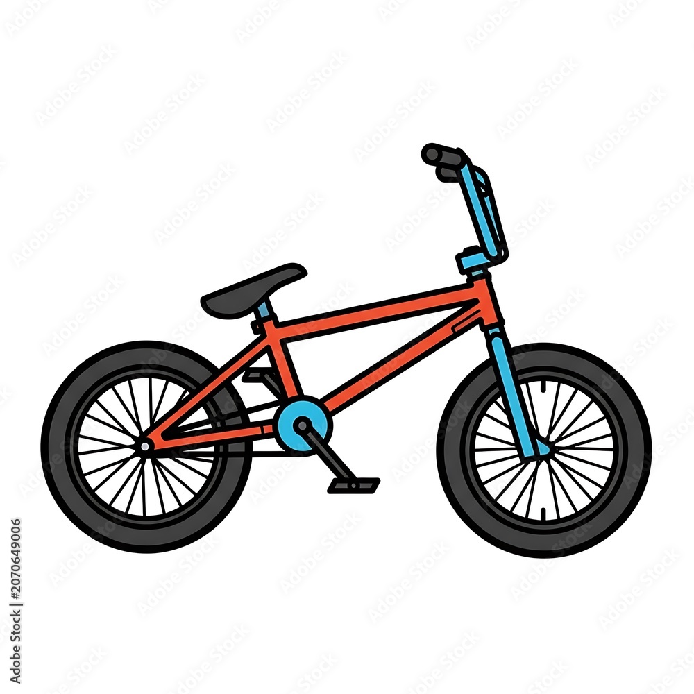 Fototapeta premium Red mountain bike with black seat and handlebars.