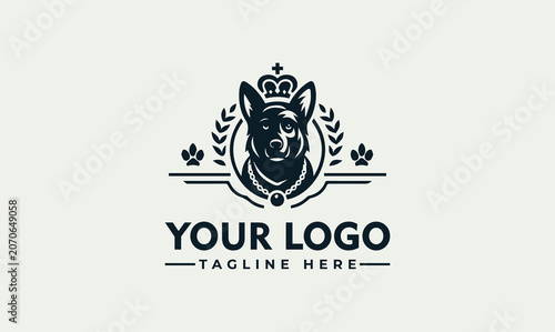 Quadro su tela Royal German Shepherd Dog Head Vector Logo Illustration Emblem Design