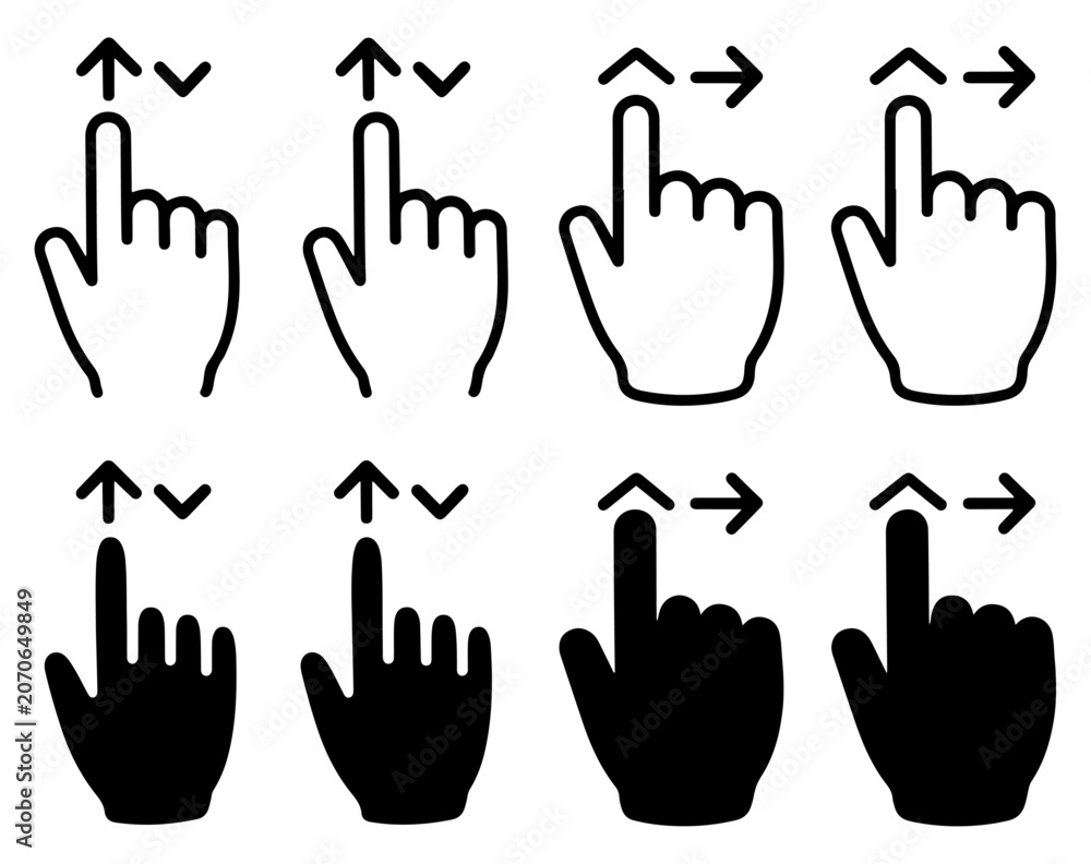 Fototapeta premium hand swipe gesture icon set