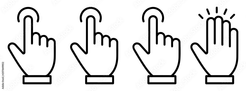Fototapeta premium hand gesture swipe tap icon set