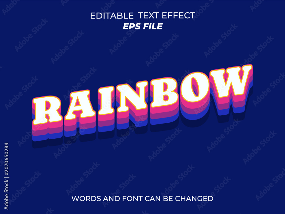 Fototapeta premium Editable text effect with rainbow colors and layered 3d style