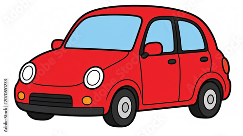 Red cartoon car vehicle auto.