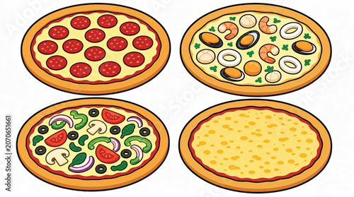 Four Different Kinds of Pizza.