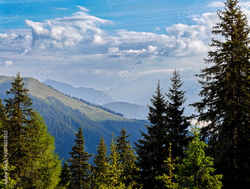 beautiful mountain landscape at a sunny summer morning in austria, in salzburg