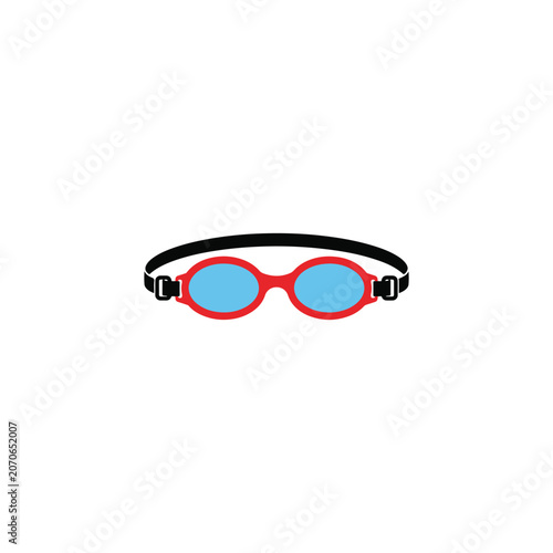 Quadro su tela Red and blue swimming goggles icon, vector illustration for sports and aquatic a
