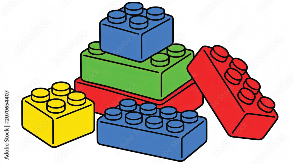 Obraz premium Colorful Plastic Building Blocks Stacked.