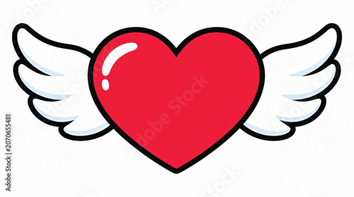 Red heart with white wings symbol.