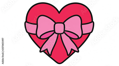 Red Heart with Pink Ribbon Bow.