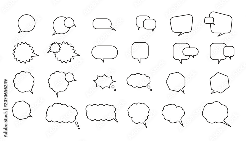 Fototapeta premium Collection of minimalist speech bubble icons linear design for communication concepts