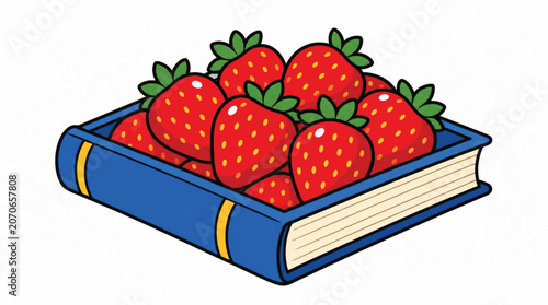Fresh strawberries on a book.