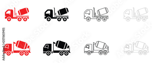 Schilderij op canvas Concrete mixer truck icon vector, construction machine mixer truck symbol vector