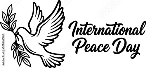 Canvastavla International peace day illustration dove with olive branch for global harmony