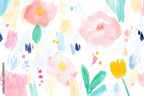 Abstract floral watercolor hand painted background