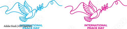 Fotografie International peace day logo with doves and olive branches