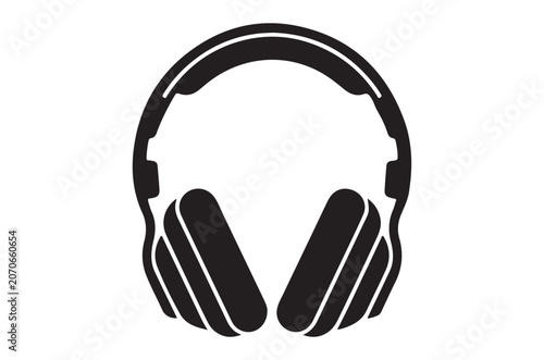 Headphones Silhouette On White Background Minimalist Vector Graphic