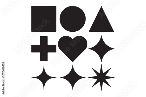 Geometric Shapes Silhouette Collection On White Background