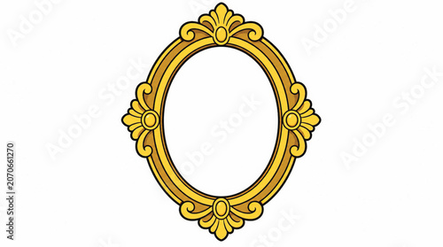 Golden Ornate Oval Picture Frame.