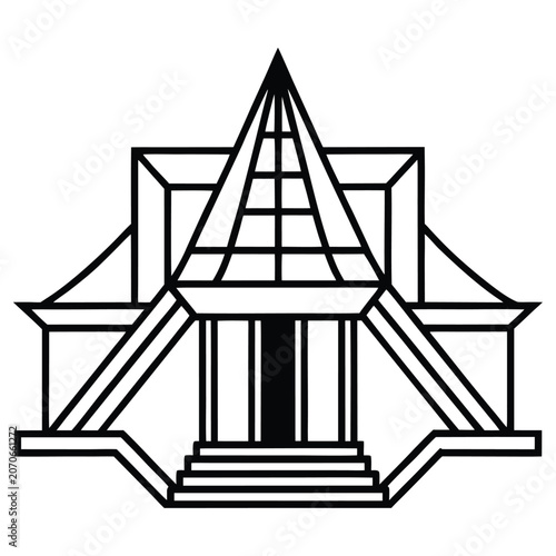 Architectural building icon line art graphic symbol with building, architecture