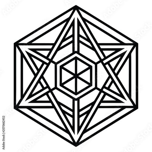 Complex geometric star hexagon structure with geometric structure abstract