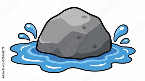 Gray Rock in Water Splash.