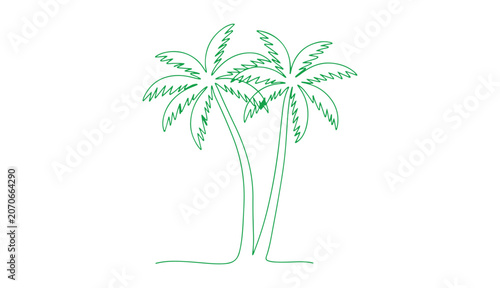 Tropical palm tree vector illustration featuring elegant continuous line art.