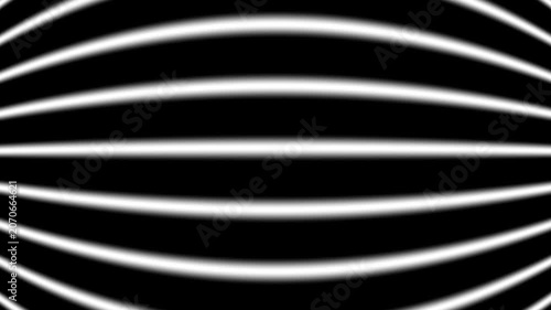Abstract curved white lines slowly pulse and expand horizontally against a solid black background.
