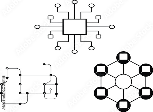 Electronic circuit diagrams and connectivity network nodes with electronic
