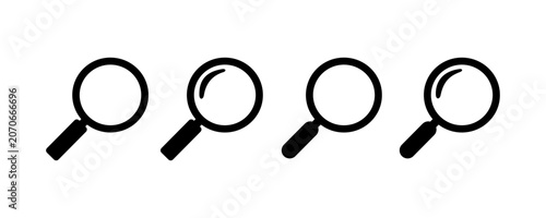 Konstfotografi Minimalist magnifying glass vector icon set for search, zoom, investigation, exp