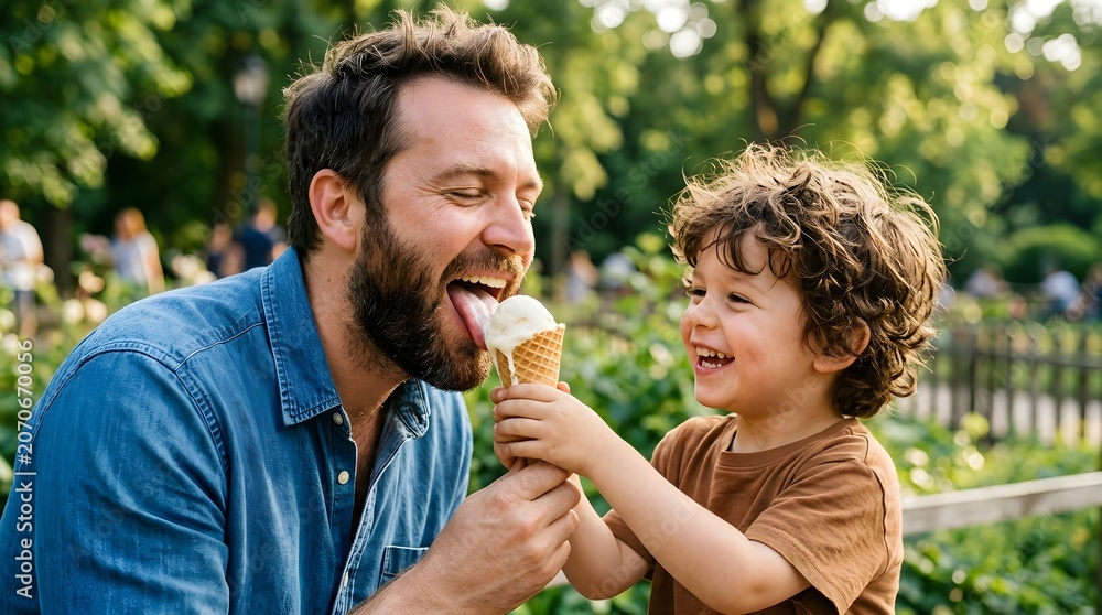Fototapeta premium Father-son ice cream joy 