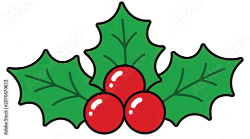 Holly leaves and red berries.